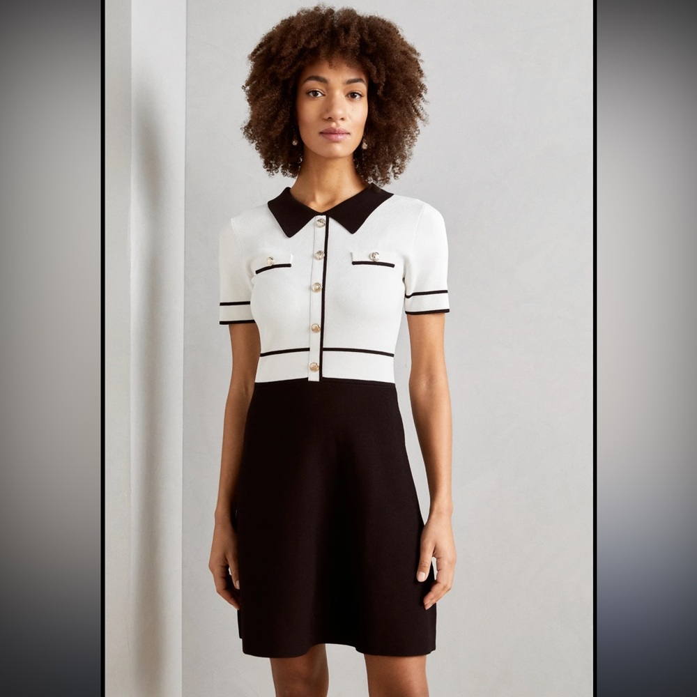 BOUTIQUE SAN FRANCISCO Knit Short Sleeve Black & White Dress Size XL BRAND NEW